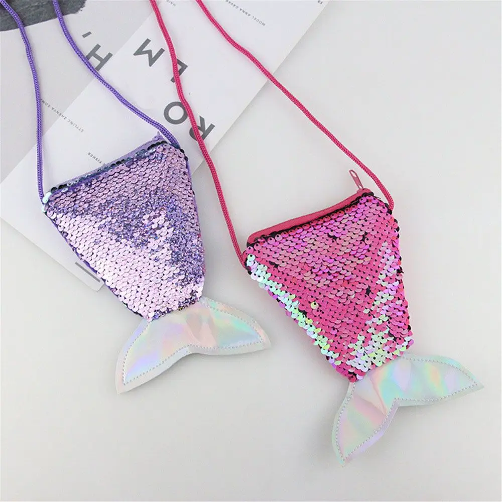 

1pc Fashion Mermaid Tail Sequins Business Card Holder Coin Zipper Wallet Shiny glow Plastic Card Office Supplies Accessories