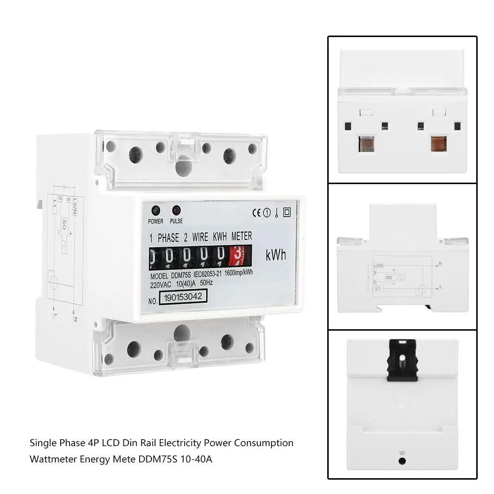 Однофазный 4P LED din-рейка энергопотребление Wattmeter Energy Mete DDM75S 10-40A высокое качество |