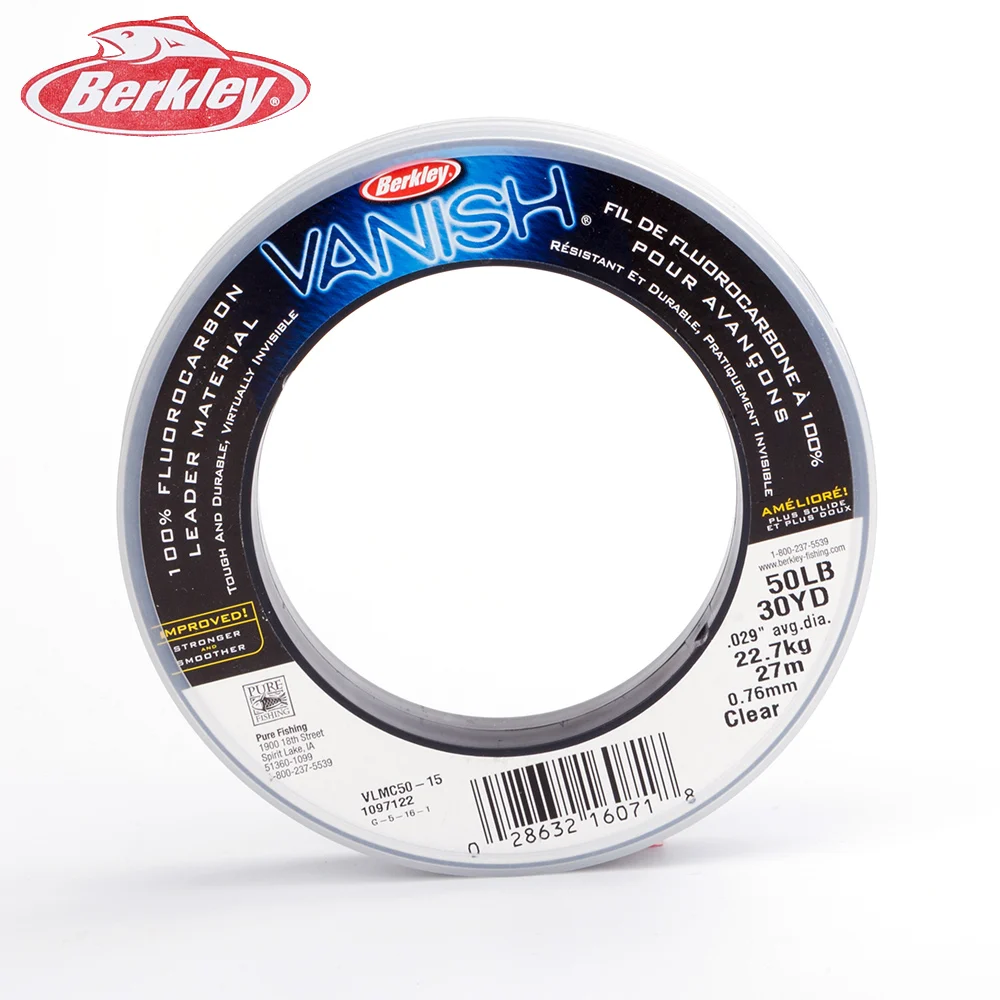 Berkley легко литье Vanish Clear 27 м 50/80/100 фунтов 100% фторуглеродная Mainline 30YD Leader Tippet Тонущая