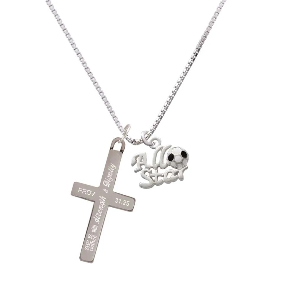 All Star - Soccer ball Strength and Dignity Cross Necklace | Украшения и аксессуары
