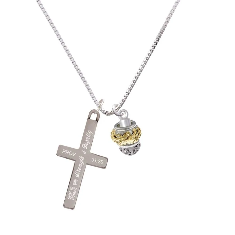 Золотой дракон с серебряной окантовкой-сила и достоинство-крест-ожерелье |