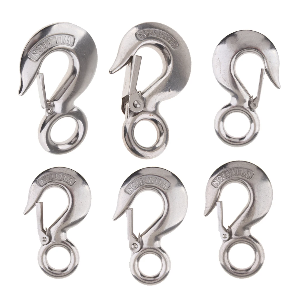 Marine Stainless Steel Clevis Hook Spring Loaded Safety Latch Universal for Winch Cable Tow Crane Lift | Автомобили и мотоциклы