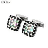 hot sales mens shirt cufflinks for mens groom suit lepton square black classic wedding business cuff links relojes gemelos