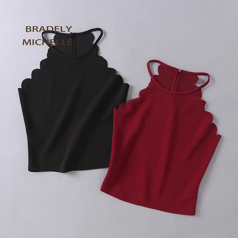Женский хлопковый топ BRADELY michile Короткий трикотажный без рукавов с бретелькой