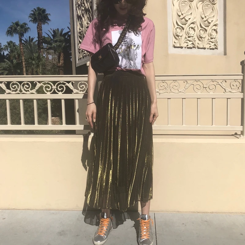 Женская Милая юбка трапециевидной формы с асимметричной талией до середины икры