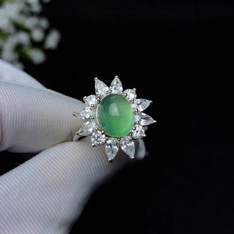 CoLifeLove 925 Silver Prehnite Ring for Party 3 Ct Natural Sterling Jewelry Gift Wife | Украшения и аксессуары