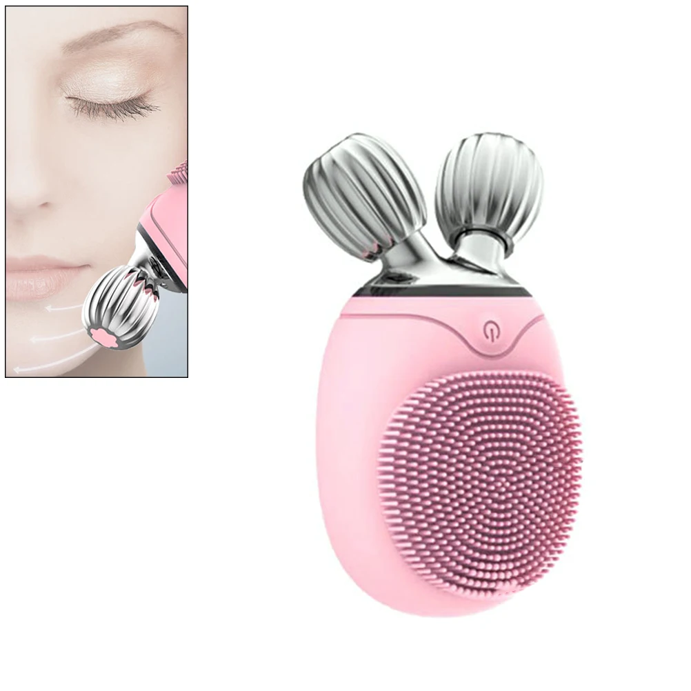 

Перезаряжаемая силиконовая щетка для очищения лица, Ультразвуковой вибрационный мини-очиститель, Глубокая очистка пор, Массажная щетка дл...