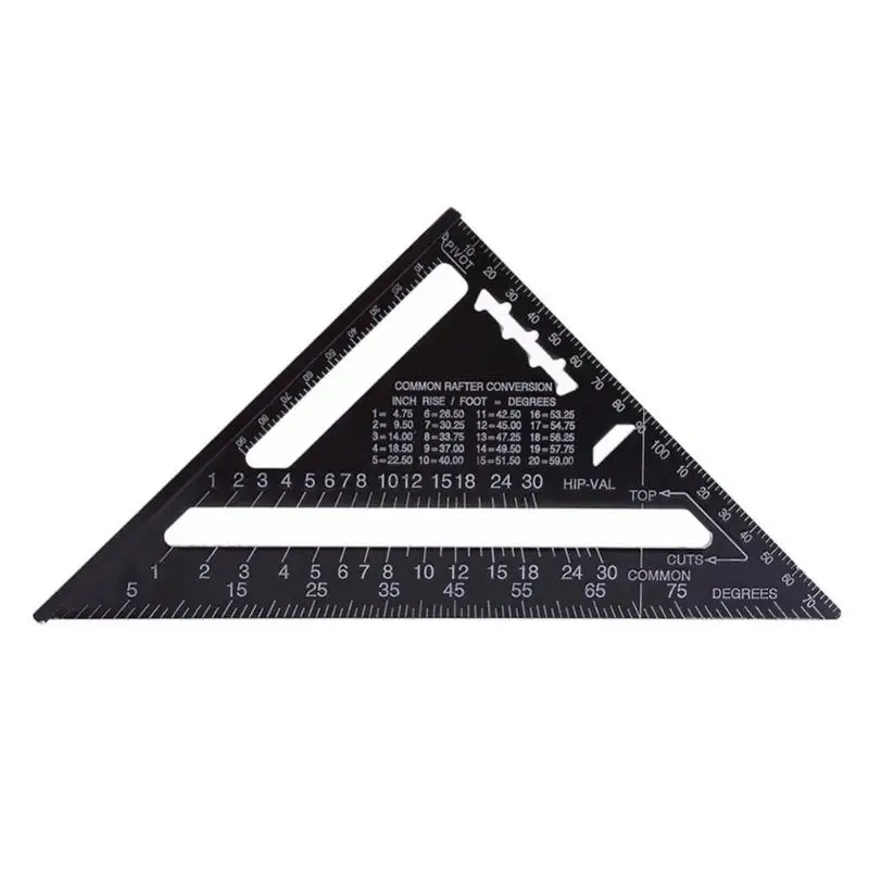 Triangular Measuring Ruler 7/12 inch Angle Metric Aluminum Alloy Woodwork Speed Square Triangle Protractor Trammel | Инструменты