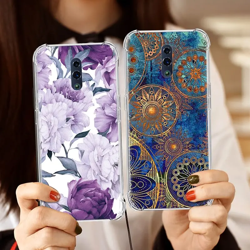 Soft Phone Case With Airbag For Oppo Reno 6.4 inch Stylish Design Anti-knock Back Cover Colorful Painted Skin |