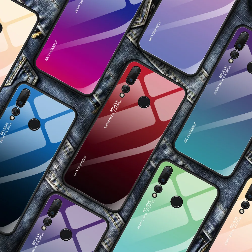 Gradient Glass Case For Huawei Nova 2S 2i 2 Plus 3 3i 4 3E Soft TPU for P20 Lite P30 Pro Protective Cover |