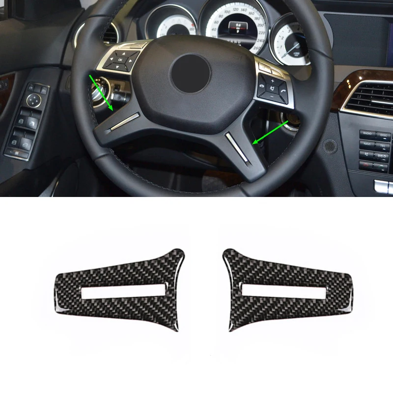 Для Mercedes Benz C Class W204 2005 2006 2007 2008 2009 2010 2011 2012 2 шт. Углеродного Волокна Рулевое рулевая панель накладка