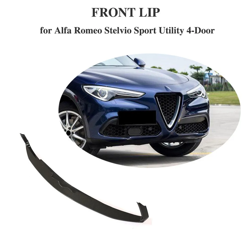 

Front Bumper Lid For Alfa Romeo Stelvio 2017 Base Sport Utility 4-Door Carbon Fiber Bumper Apron Lip Spoiler