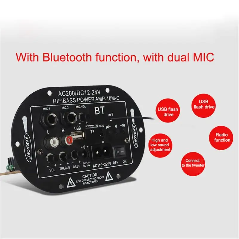 Плата усилителя мощности для автомобиля поддержка tf карты радио FM MP3 3 микрофона 2