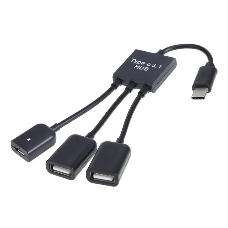 3 в 1 концентратор Type C USB Dual 2 порта 0 Hub + Micro OTG Кабель адаптер|USB-хабы| |