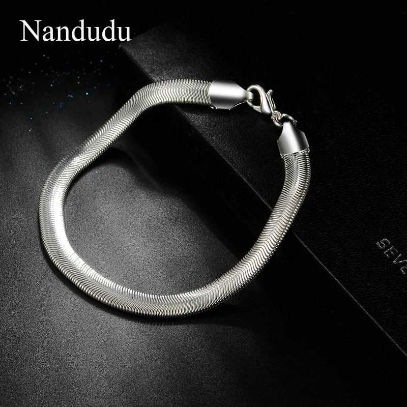 Nandudu роскошный 925 пробы серебряный цвет браслет цепочка для мужчин женщин новое