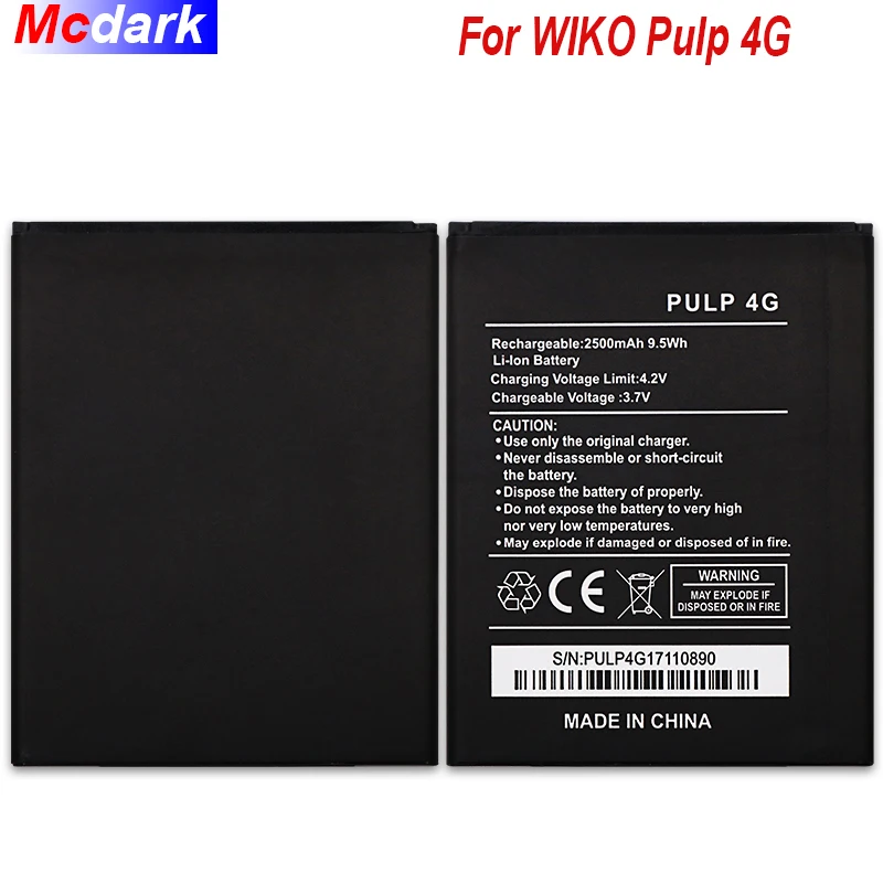 Mcdark 2500 мАч Высококачественная сменная батарея для WIKO Pulp 4G Batterie аккумуляторная AKKU