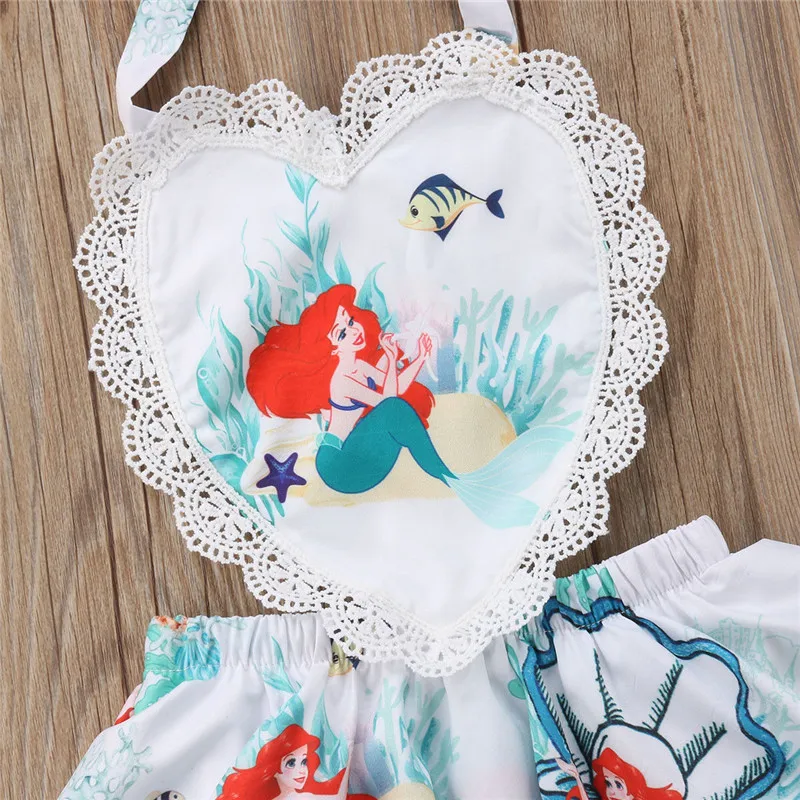 Mermaid Toddler Baby Girl Bodysuit Jumpsuit Dress Outfit Clothes Sunsuit O-neck Sleeveless 0M-3T Summer Cotton | Детская одежда и