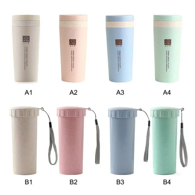300ML Wheat Straw Insulation Water Bottle With Rope Silicone Seal Ring For Sports Travel Camping Hikingbottle | Дом и сад