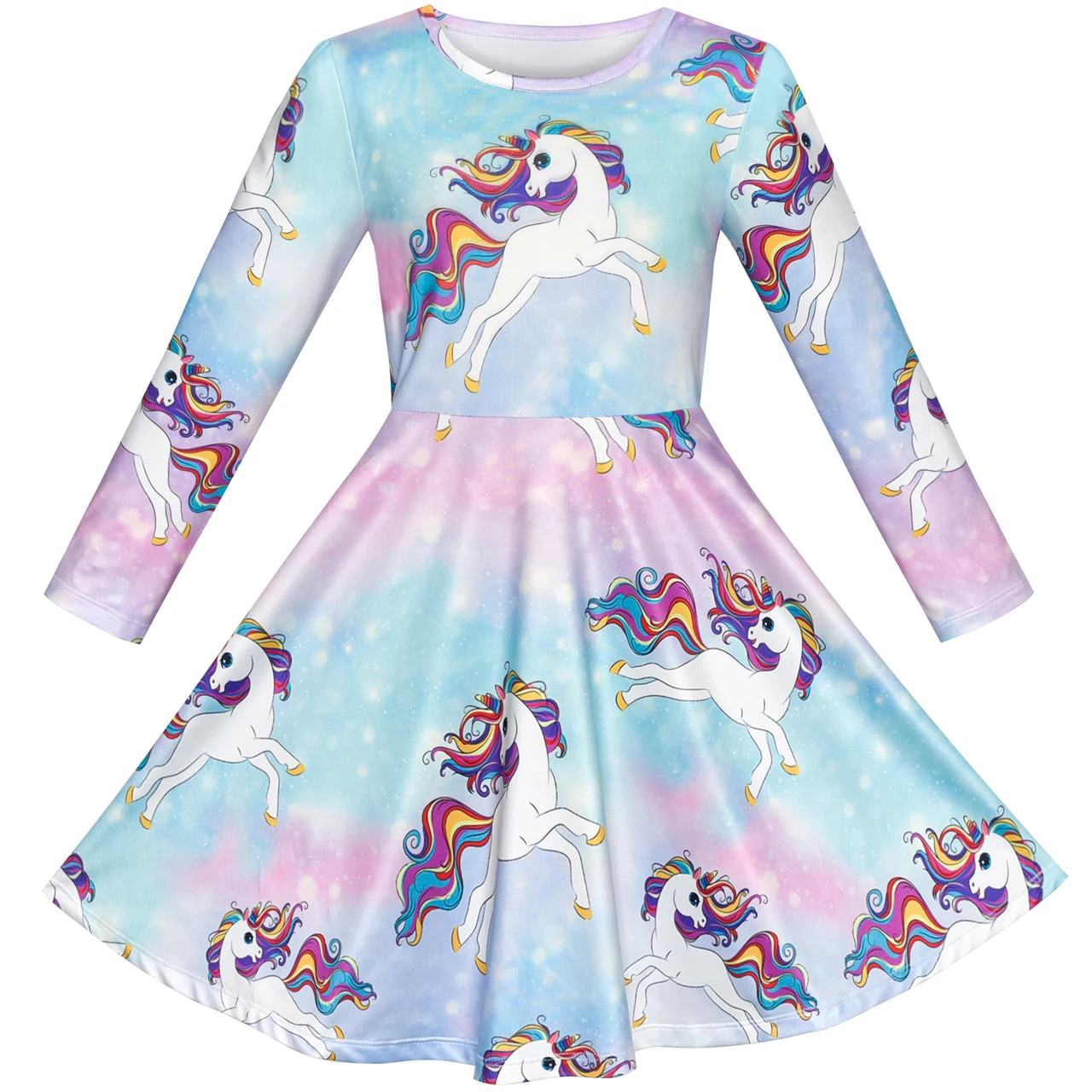 

Girls Dress Unicorn Rainbow Casual Long Sleeve 2020 Summer Princess Wedding Party Dresses Girl Clothes Pageant Sundress Vestidos