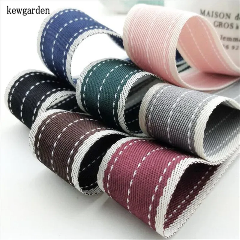 Kewgarden Stripe Ribbon 10mm 22mm 35mm DIY Bow Brooch Accessories Satin Ribbons Handmade Tape Polyester Cotton Riband 20 Yards | Дом и сад