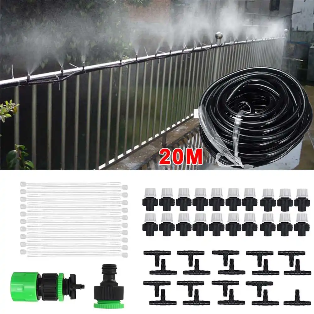 

20m Drip Irrigation Kit Automatic Watering Sprinkler Micro Drip Cooling System for Garden Plant Greenhouse Irrigation