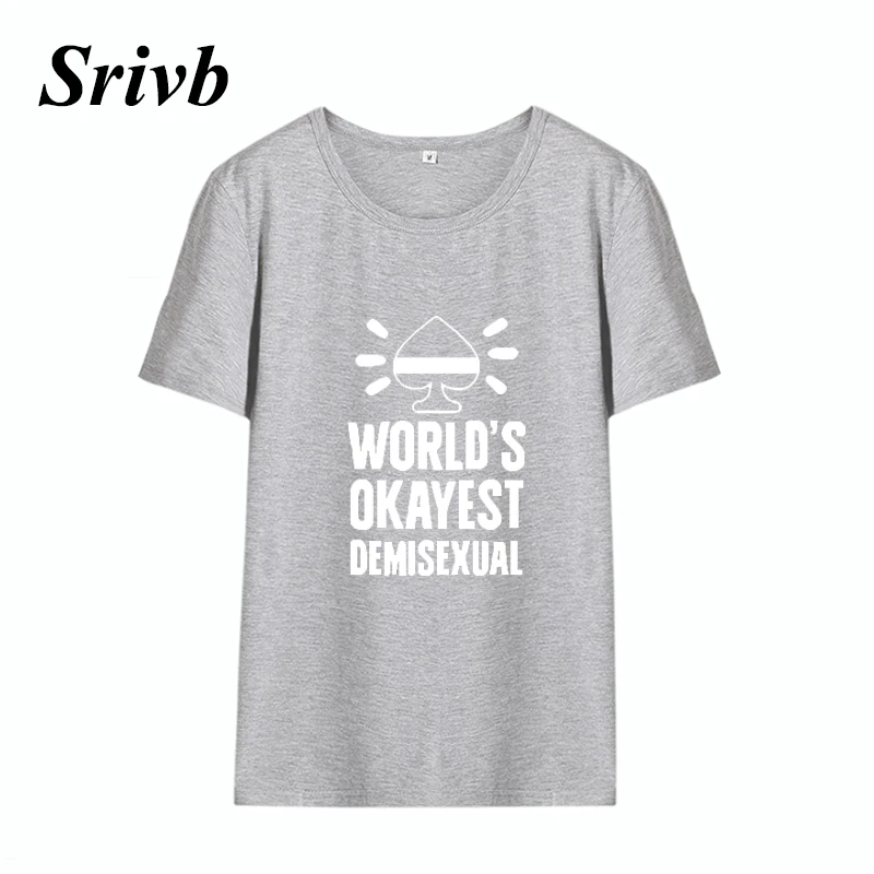 Женская футболка с коротким рукавом Srivb World's Okayest Demisexual Kawaii Tumblr модная из хлопка