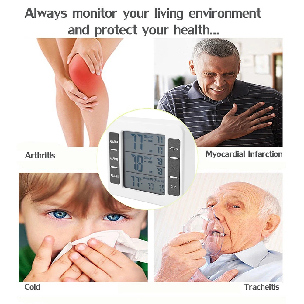 Высококачественный холодильник морозильник беспроводной In/открытый цифровой датчик температур сигнализация 433 МГц 10 секунд питание от батареи AAA