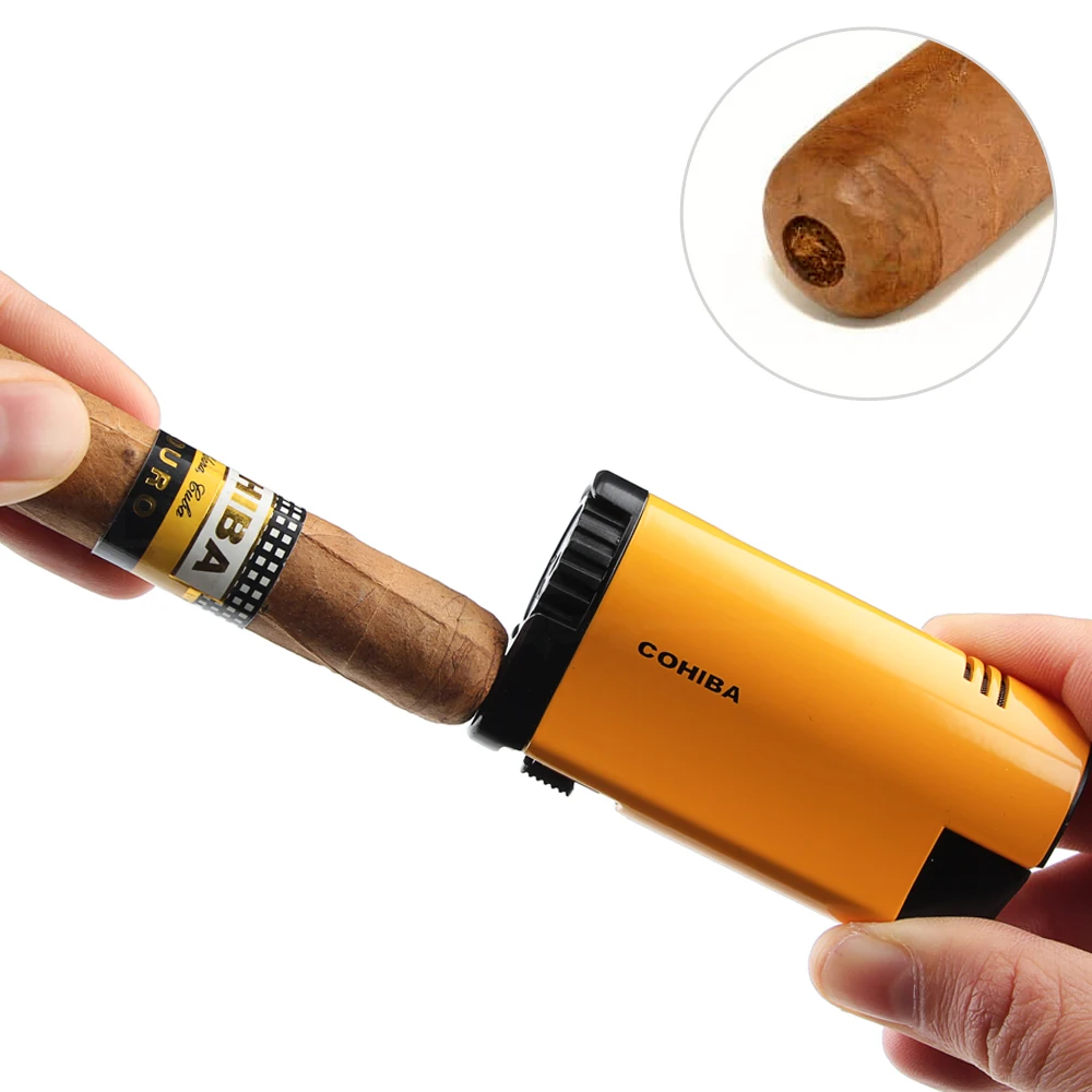 COHIBA зажигалки бутан Газовая зажигалка для сигар металлический ветрозащитный 3