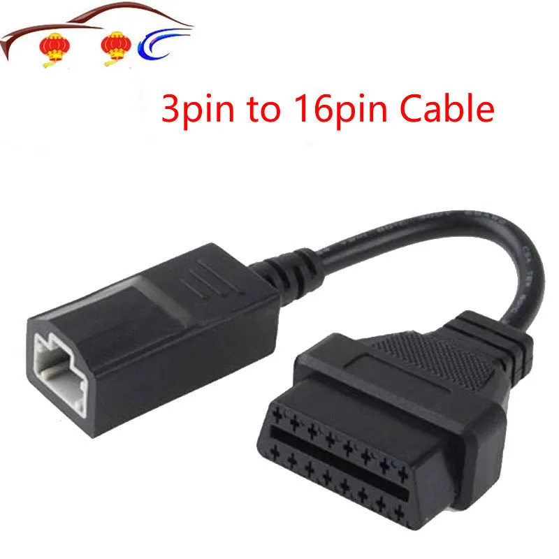 

JMLOBD OBD 2 Cable For Honda3pin OBD1 Adapter OBD2 OBDII forHon-da 3 pin to 16 pin Connector