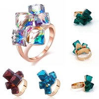 hot fashion magic cubes mulcolored ring men austria crystal ring exquisite wedding women ring
