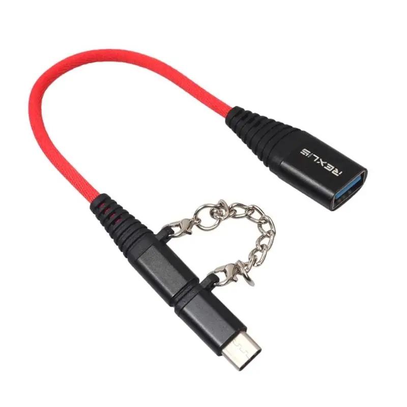 Кабель переходник ALLOYSEED 2 в 1 со штекером Type C + Micro USB на гнездо 0 OTG для
