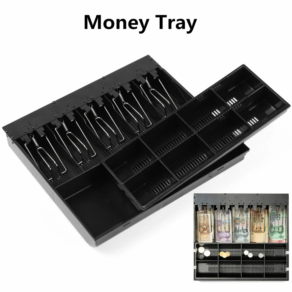 

5 Bills 8 Coins Cash Register Money Tray Cashier Storage Box Money Drawer for POS PN-410 Series Cash Drawers