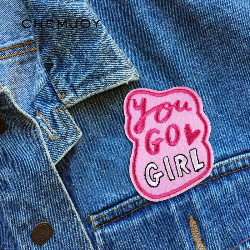 Нашивка с надписью YOU GO GIRL для одежды тканевая нашивка рюкзака вышивка наклейка