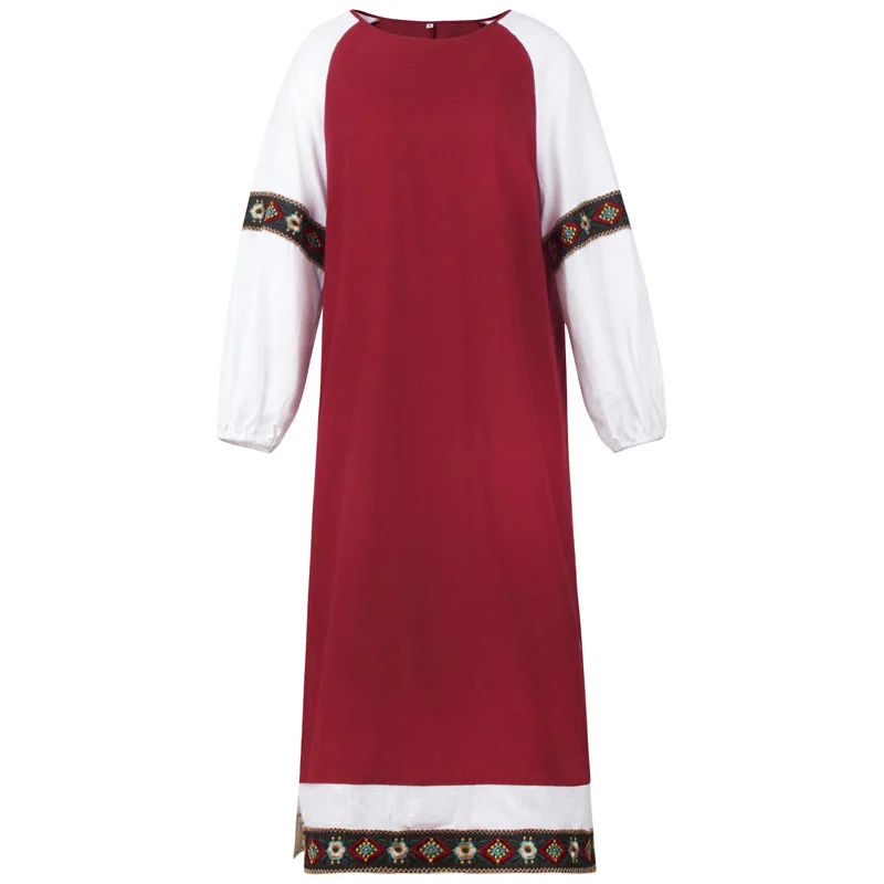 S-xl Женская abaya Embroidey лоскутное платье с длинным рукавом Макси Robo Дубай