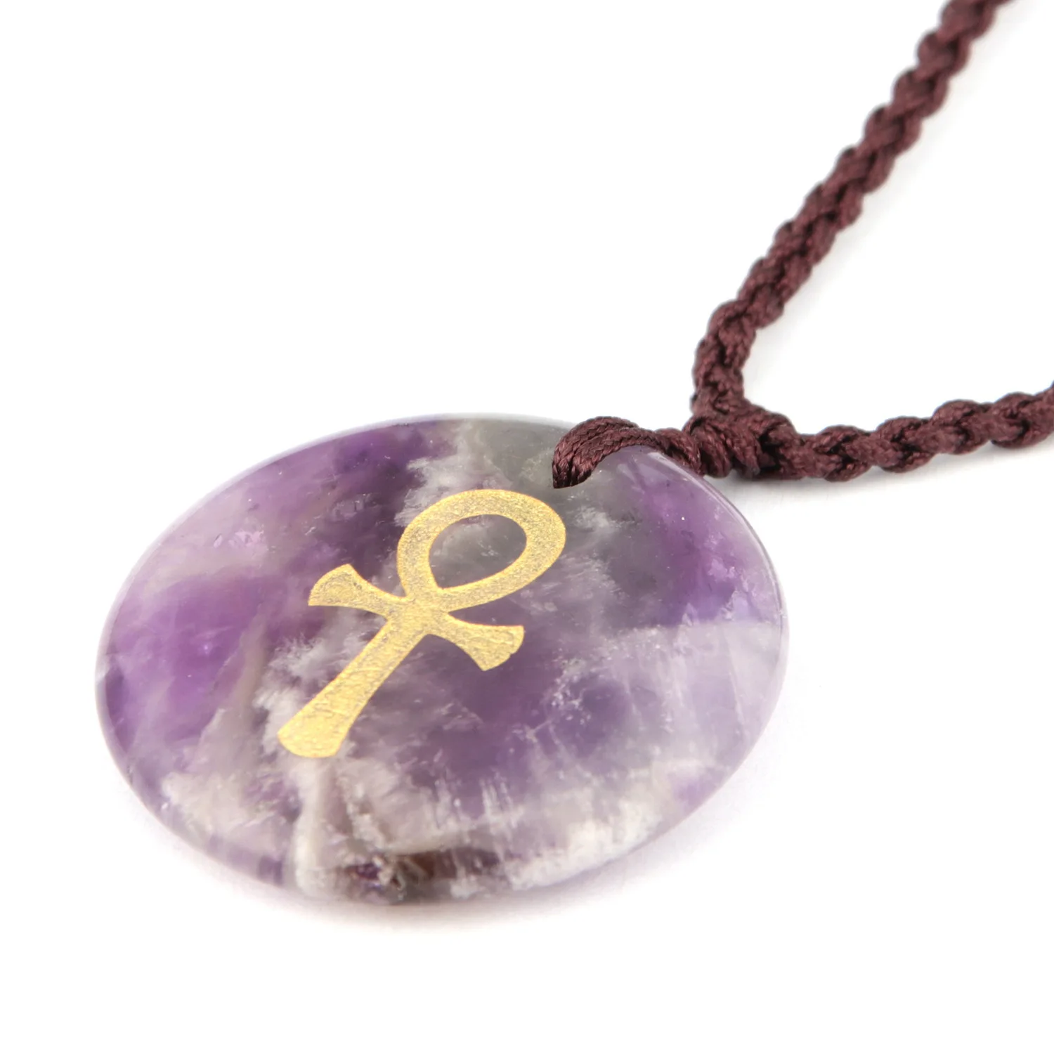 Ankh крест кулон Фиолетовый Кристалл религиозный Крест шаблон ожерелье Aura
