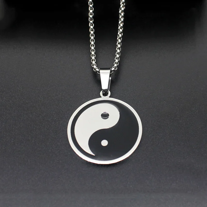 Женский и мужской винтажный амулет Yin Yang Bagua Taichi черно белая Подвеска из
