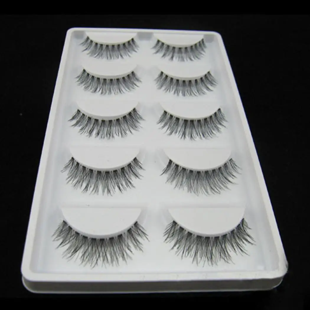 New Women Makeup Cosmetic Natural Densely Pack of (5 Pairs) Slender False Eye Lashes Long Eyelash Set Fashion | Красота и здоровье