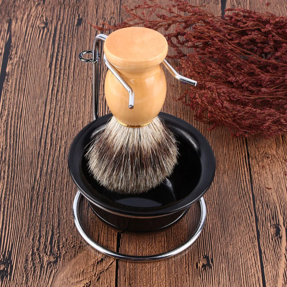 Мужская кисть для бритья Подставка Набор мыльница деревянная ручка борода