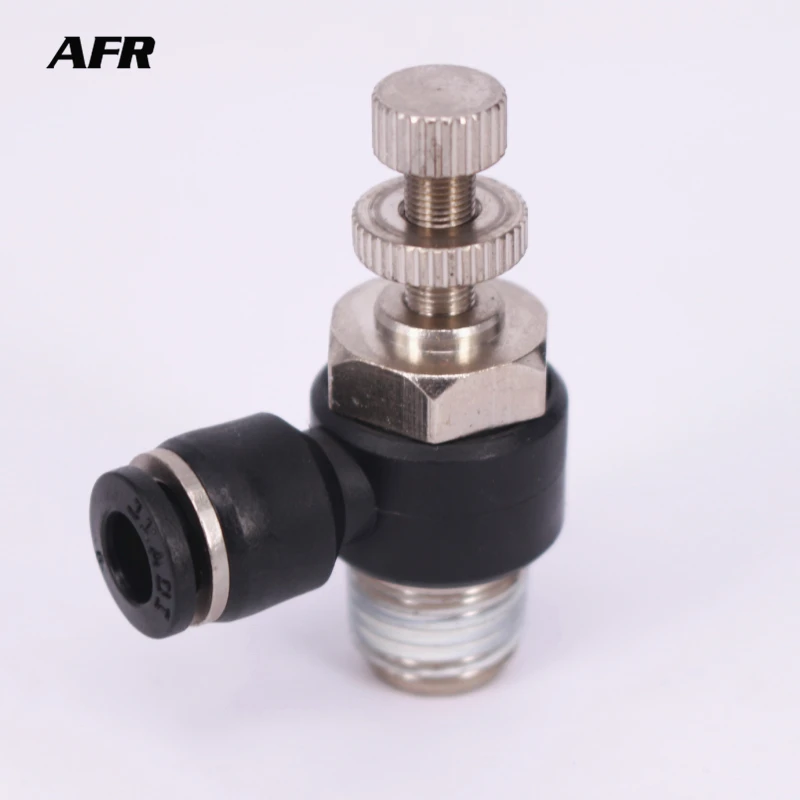 

10pcs/lot PSL6-01 6mmTube Push In to Connect Fitting 1/8" Thread Speed Flow Controller Air Valve SL6-01 Pneumatic Throttle Valve