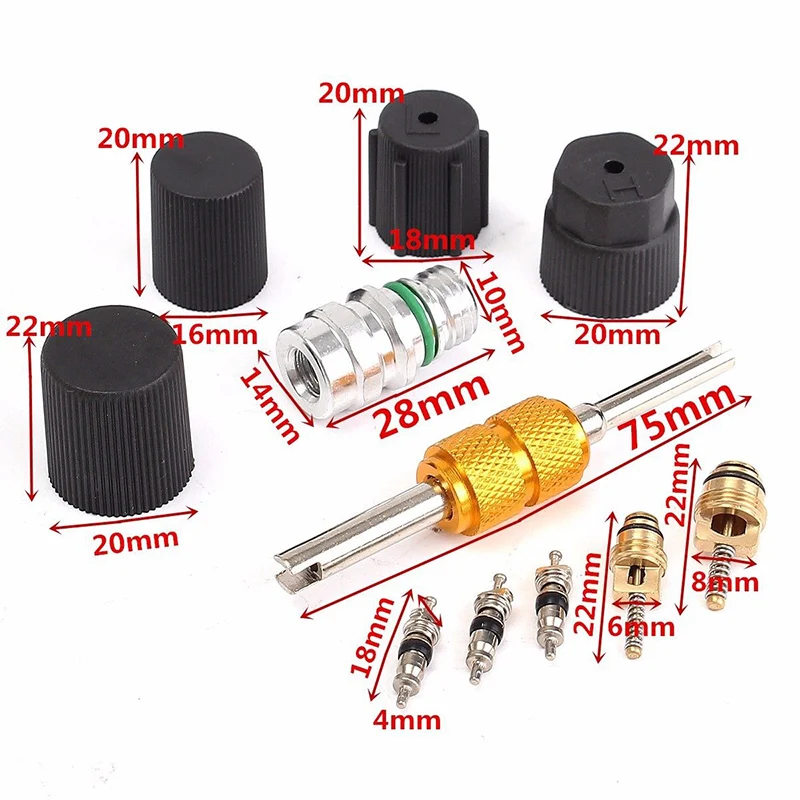 Новый 11 шт. для автомобиля клапан кондиционирования Core A/C система R134a инструмент