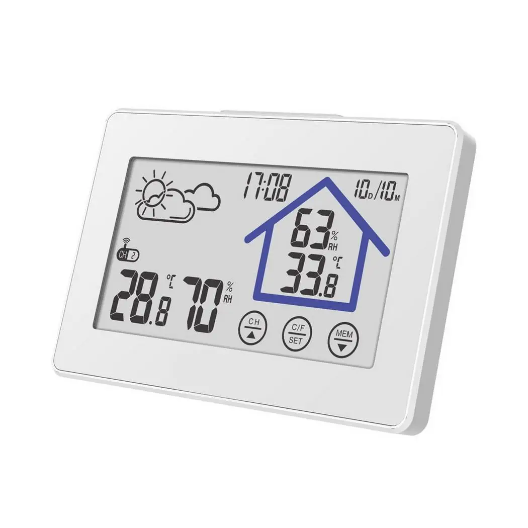 Wireless Touch Clock Indoor Outdoor Digital Yes Temperature 260g Hygrometer stand on the table wall hanging. |