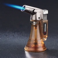 visible gas butane jet lighter turbine torch lighter fireproof windproof spray gun metal lighter 1300 c gas free cigarette acces