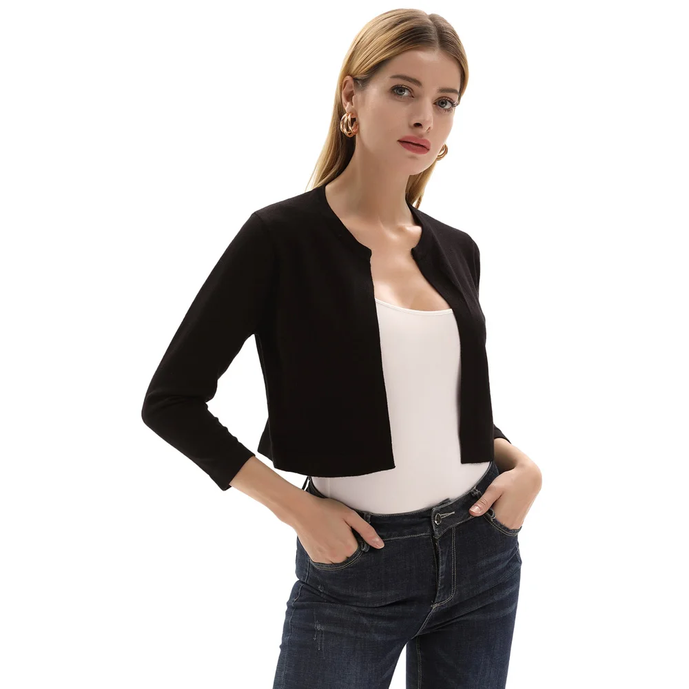 Женский трикотажный кардиган однотонная винтажная трикотажная куртка с рукавом