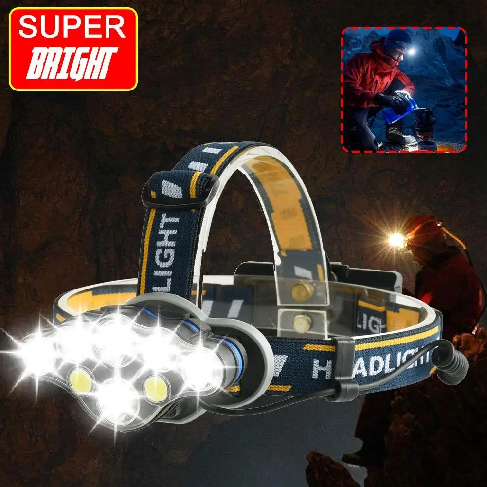 10000 Lm Super Bright Led Headlamp 8 Modes Rechargeable Flashlight Red Warning Lights For Home Maintenance Outdoor Activity | Лампы и