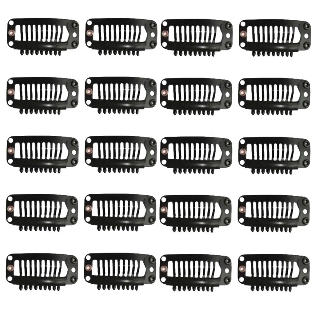 20 шт. накладные волосы клипсы средние Remy 32 мм черные для наращивания