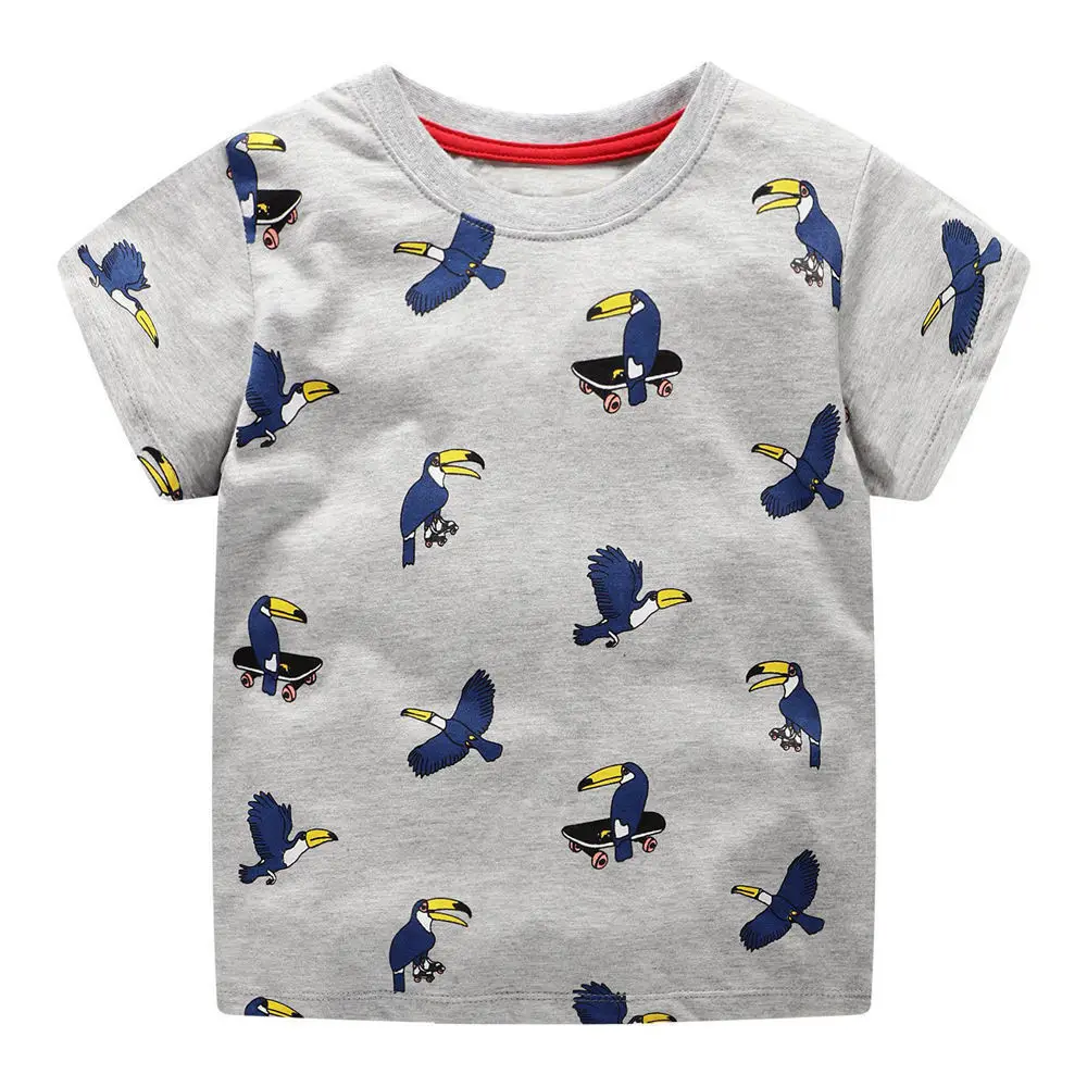 

Jumping Meters Boy Tops Bird Printed Shirt Baby Tees Summer Clothes 18 Kids Tshirts For Boys Clothing Children