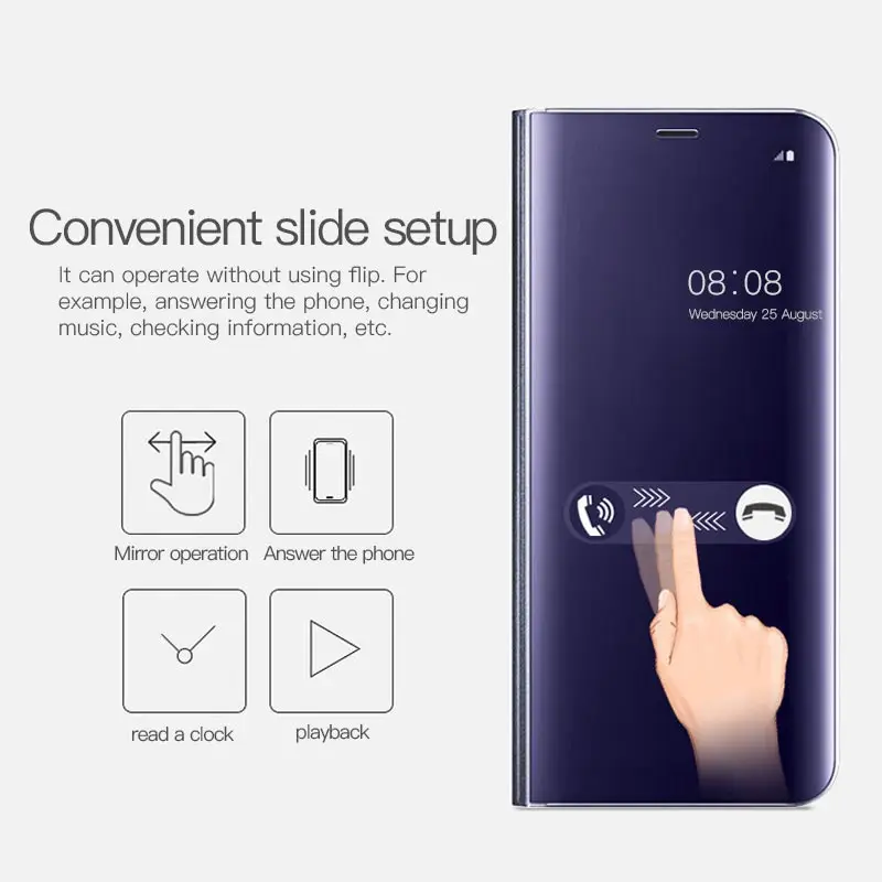 Прозрачный умный кожаный откидной зеркальный чехол с подставкой для Huawei P20 P9 P10 lite