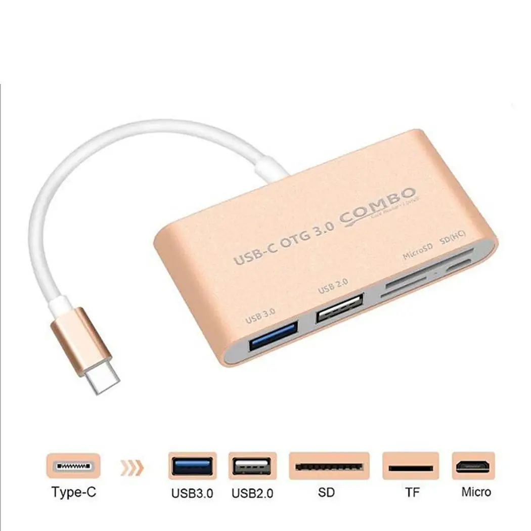 5 в 1 type C OTG USB 11 см/4 33 дюймов plug and play с супер скоростью. Концентратор SD/TF Card Reader Combo