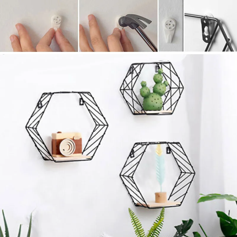 Шестиугольная сетка настенная Полка Стеллаж полки Главная Настенная