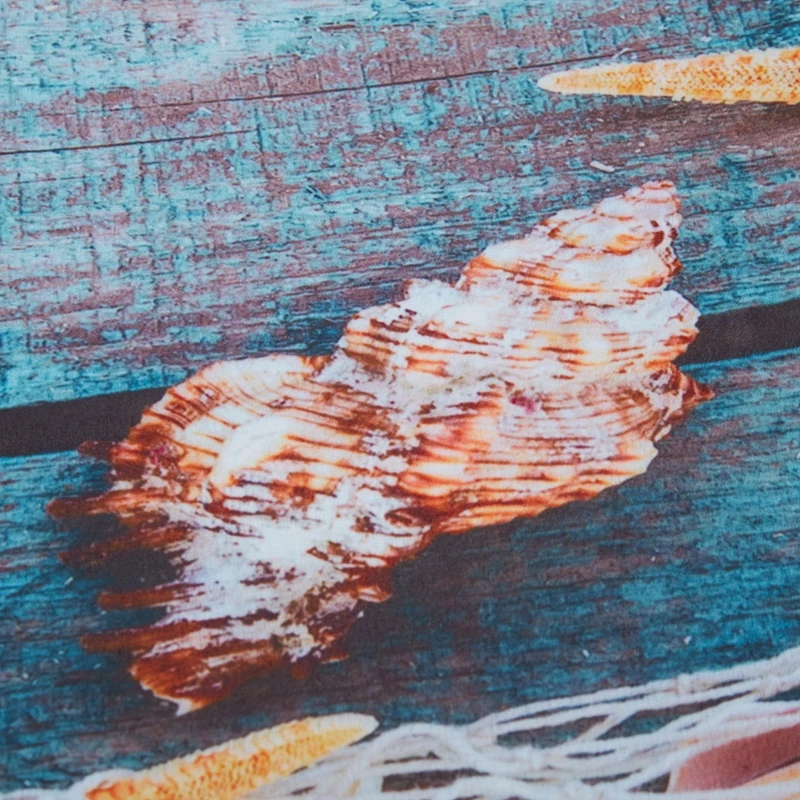 Ретро Синие деревянные полы рыболовные сети Раковины Морская звезда